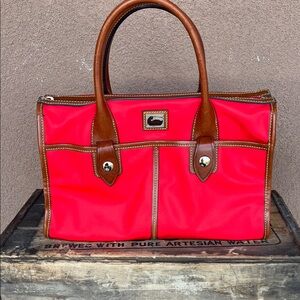 Dooney & Bourke Red and Tan shoulder purse / tote